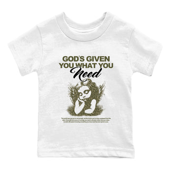 Sneaker Threads – Sneaker Tees To Match Air Jordan 3 Medium Olive – God's Given You What You Need Youth Graphic Tee White 2. Perfect for Jordan releases 2025 colorways.