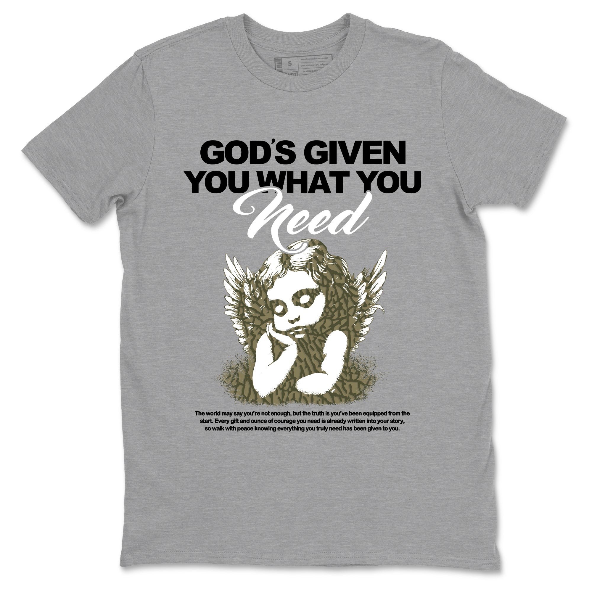 Sneaker Threads – Sneaker Tees To Match Air Jordan 3 Medium Olive – God's Given You What You Need Graphic Tee Heather Grey 2. Perfect for Jordan releases 2025 colorways.