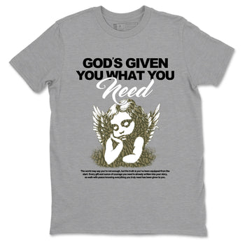 Sneaker Threads – Sneaker Tees To Match Air Jordan 3 Medium Olive – God's Given You What You Need Graphic Tee Heather Grey 2. Perfect for Jordan releases 2025 colorways.