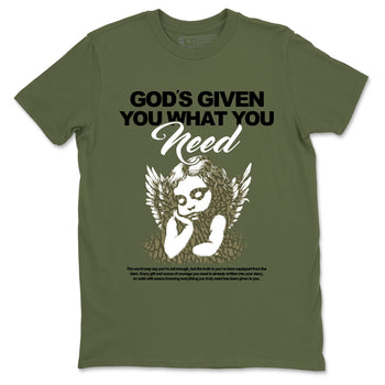 Sneaker Threads – Sneaker Tees To Match Air Jordan 3 Medium Olive – God's Given You What You Need Graphic Tee Military Green 2. Perfect for Jordan releases 2025 colorways.