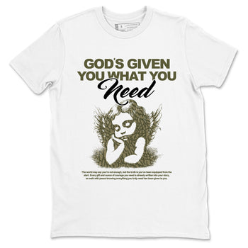 Sneaker Threads – Sneaker Tees To Match Air Jordan 3 Medium Olive – God's Given You What You Need Graphic Tee White 2. Perfect for Jordan releases 2025 colorways.
