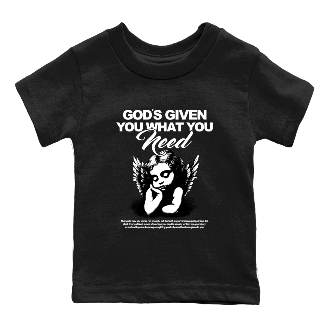 Best Christmas gifts for sneakerheads  – Sneaker Tees To Match Air Jordan 4 Black Cat Sneakers – God's Given You What You Need Kids T-Shirt Black 2