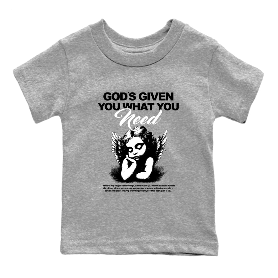 Best Christmas gifts for sneakerheads  – Sneaker Tees To Match Air Jordan 4 Black Cat Sneakers – God's Given You What You Need Kids T-Shirt Heather Grey 2