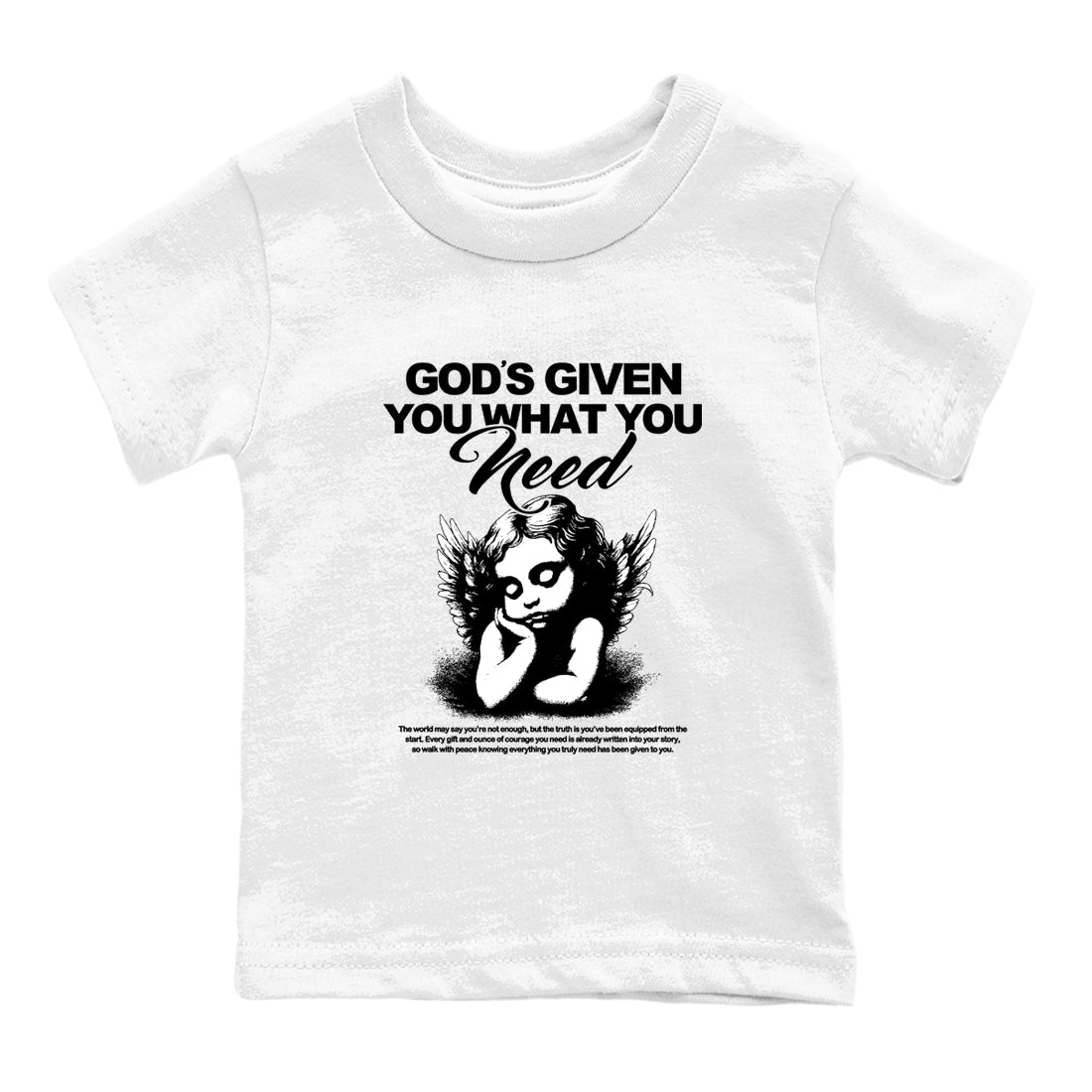 Best Christmas gifts for sneakerheads  – Sneaker Tees To Match Air Jordan 4 Black Cat Sneakers – God's Given You What You Need Kids T-Shirt White 2
