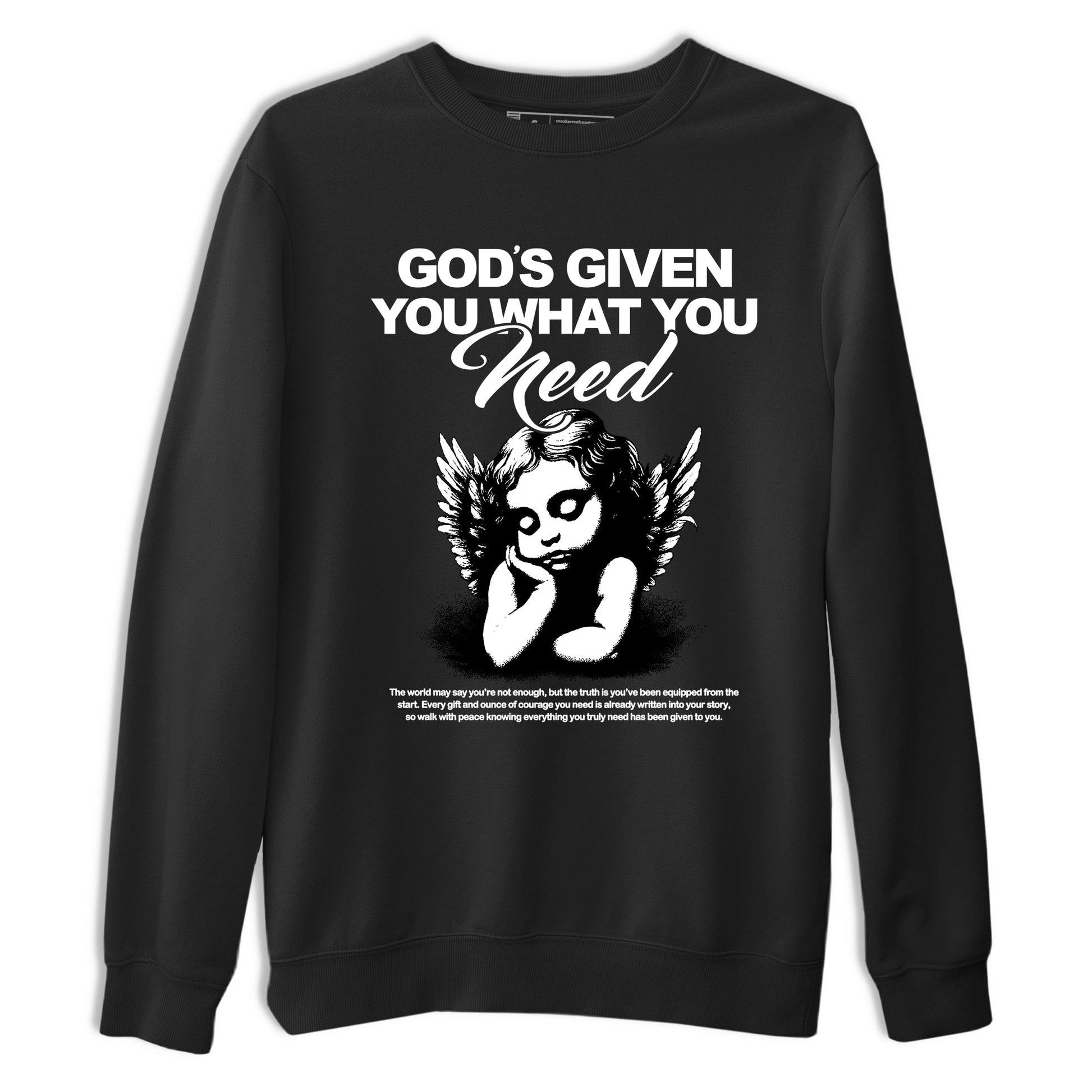 Best Christmas gifts for sneakerheads  – Sneaker Tees To Match Air Jordan 4 Black Cat Sneakers – God's Given You What You Need Graphic Tee Black 2