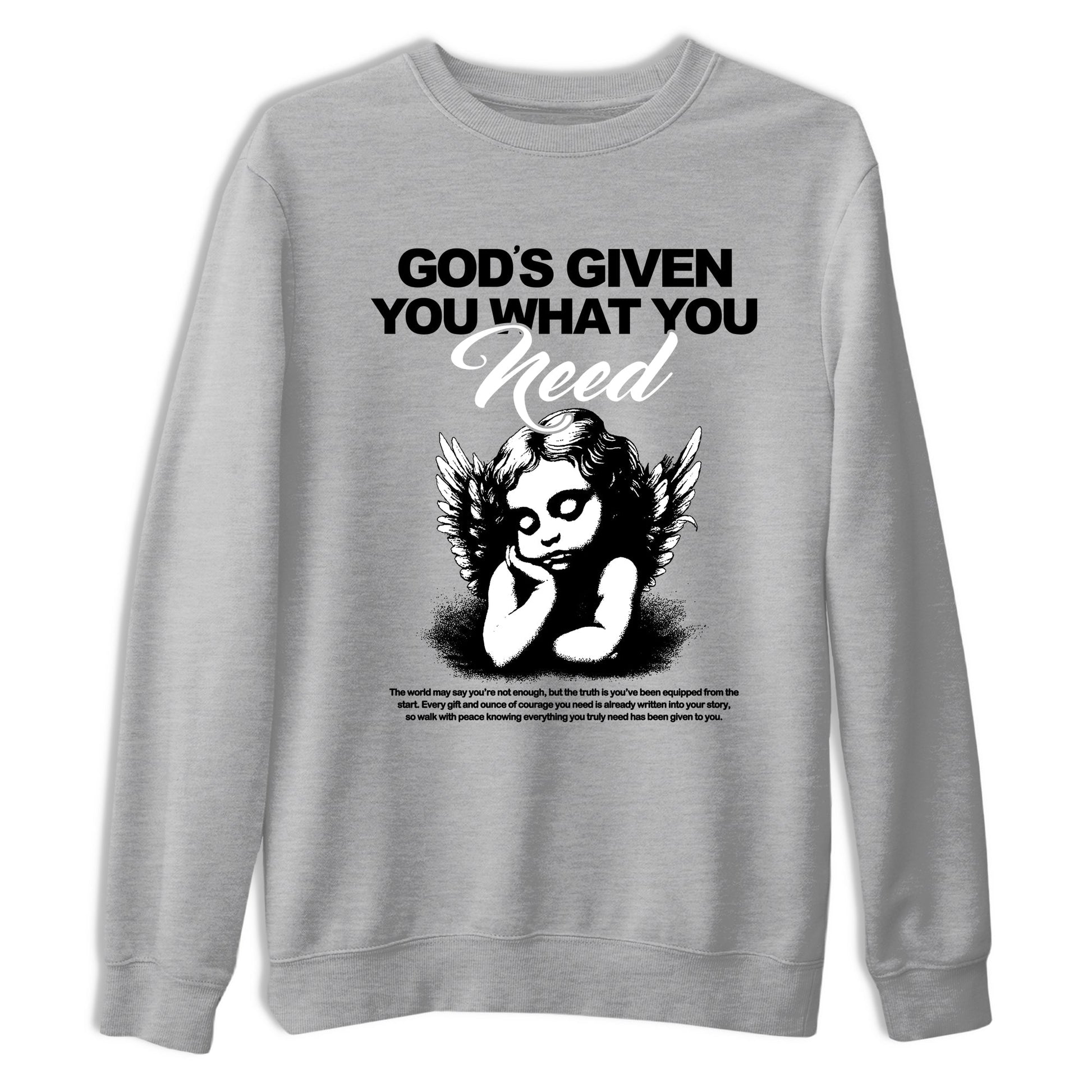 Best Christmas gifts for sneakerheads  – Sneaker Tees To Match Air Jordan 4 Black Cat Sneakers – God's Given You What You Need Graphic Tee Heather Grey 2