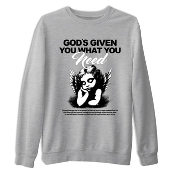 Best Christmas gifts for sneakerheads  – Sneaker Tees To Match Air Jordan 4 Black Cat Sneakers – God's Given You What You Need Graphic Tee Heather Grey 2
