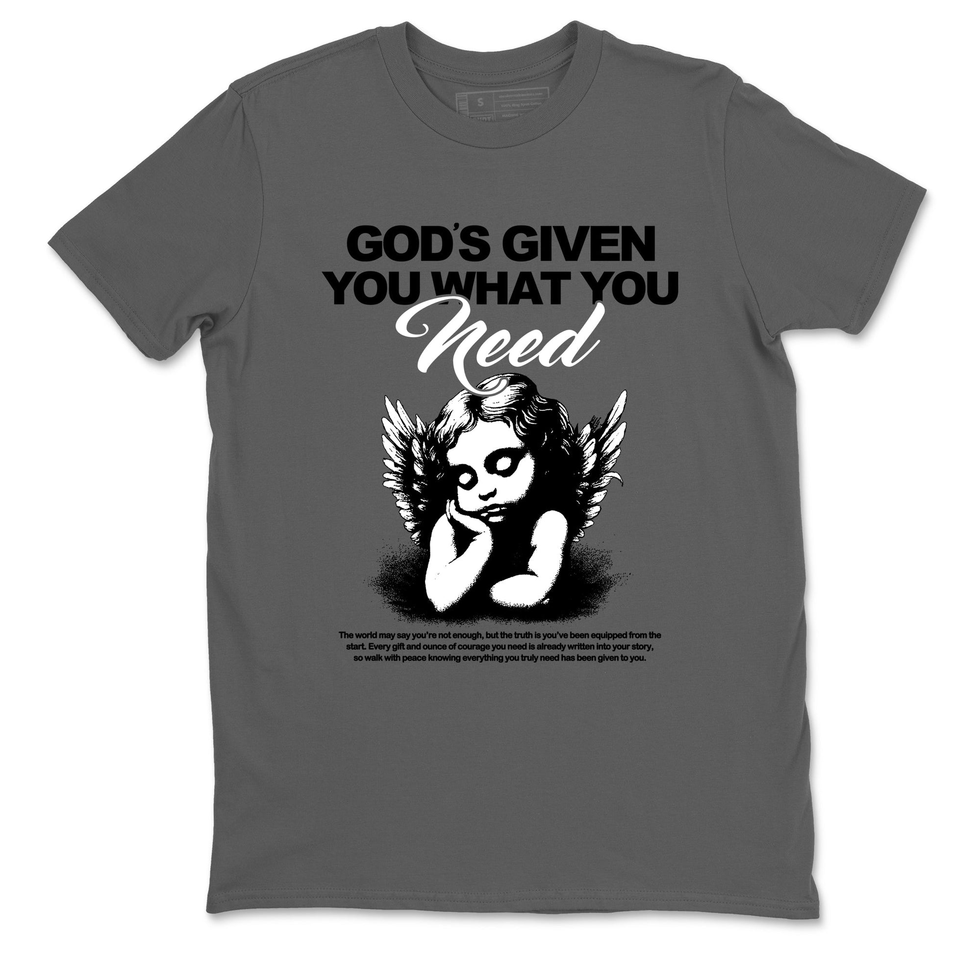 Best Christmas gifts for sneakerheads  – Sneaker Tees To Match Air Jordan 4 Black Cat Sneakers – God's Given You What You Need Graphic Tee Cool Grey 2