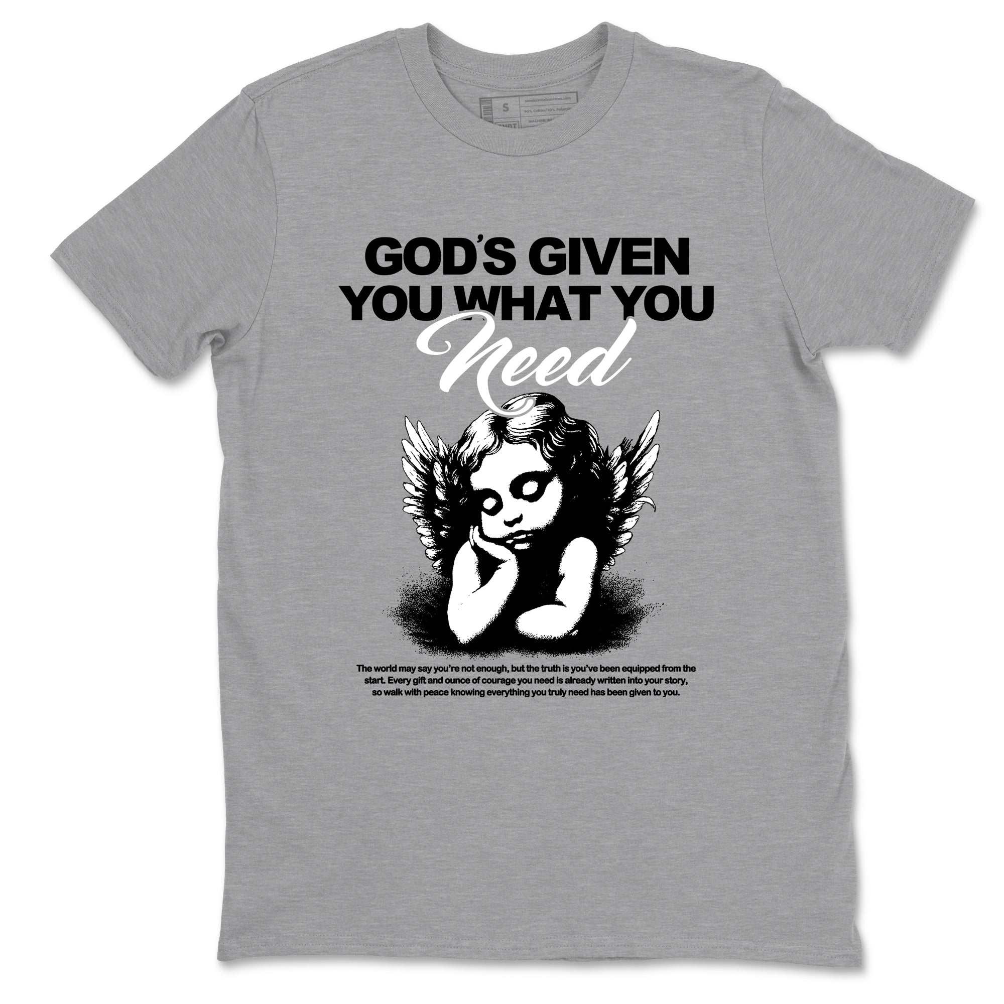 Best Christmas gifts for sneakerheads  – Sneaker Tees To Match Air Jordan 4 Black Cat Sneakers – God's Given You What You Need Graphic Tee Heather Grey 2