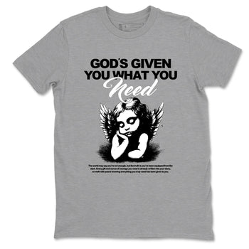 Best Christmas gifts for sneakerheads  – Sneaker Tees To Match Air Jordan 4 Black Cat Sneakers – God's Given You What You Need Graphic Tee Heather Grey 2