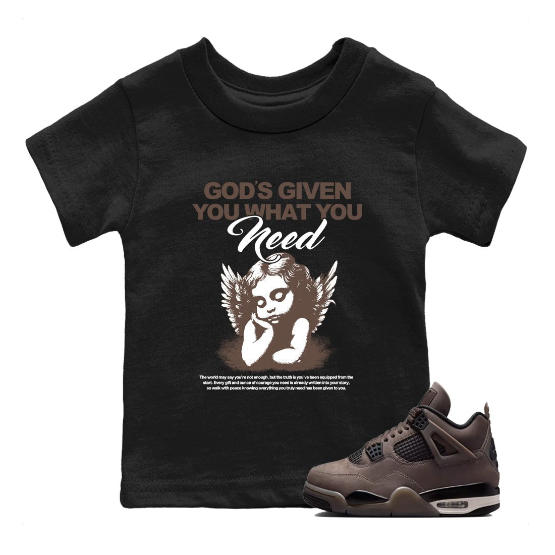 Sneaker match tees – Streetwear Graphic Tees Air Jordan 4 Cave Stone Sneakers – God's Given You What You Need Kids Craphic T-Shirt Black 1