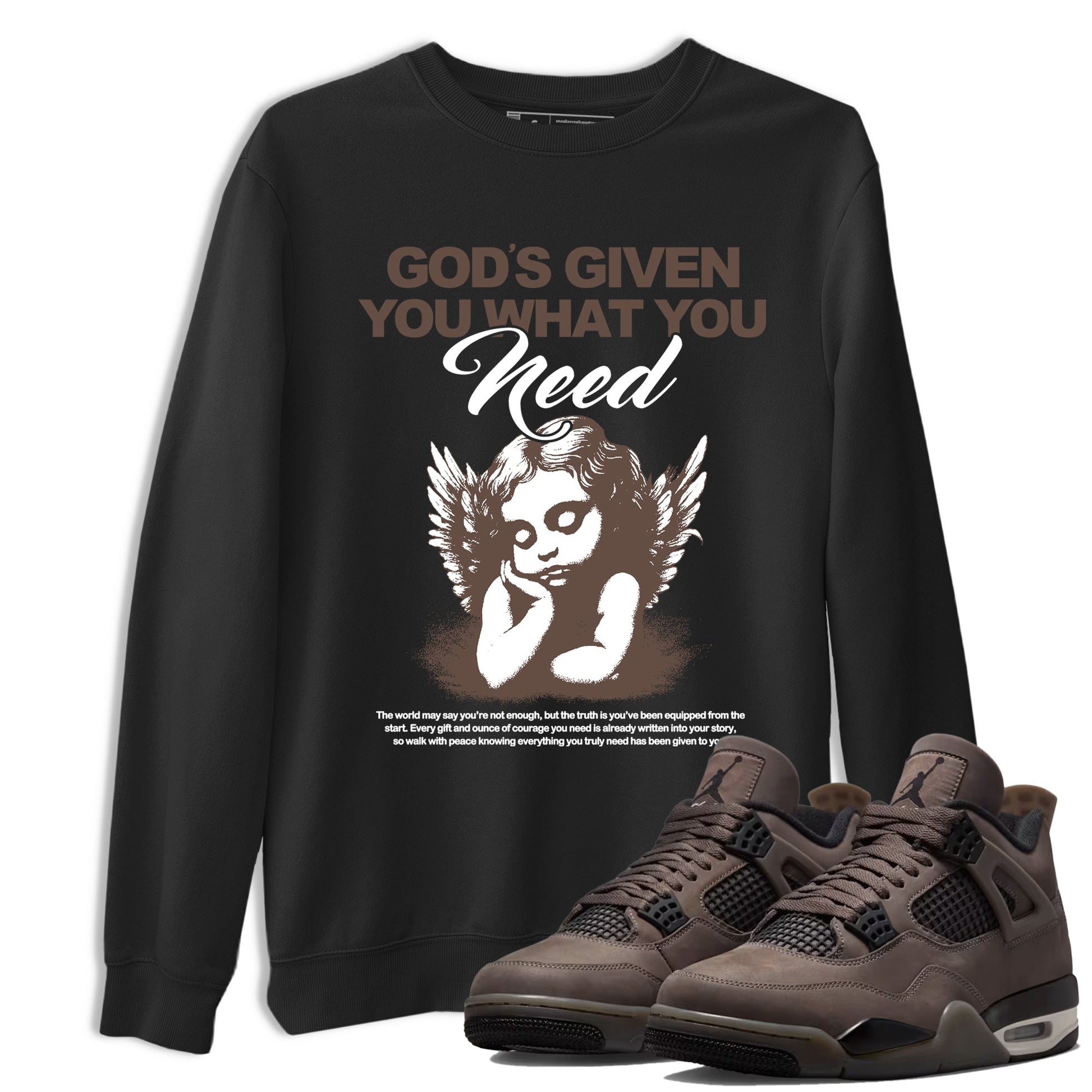 Sneaker match tees – Streetwear Graphic Tees Air Jordan 4 Cave Stone Sneakers – God's Given You What You Need Graphic Tee Black 1