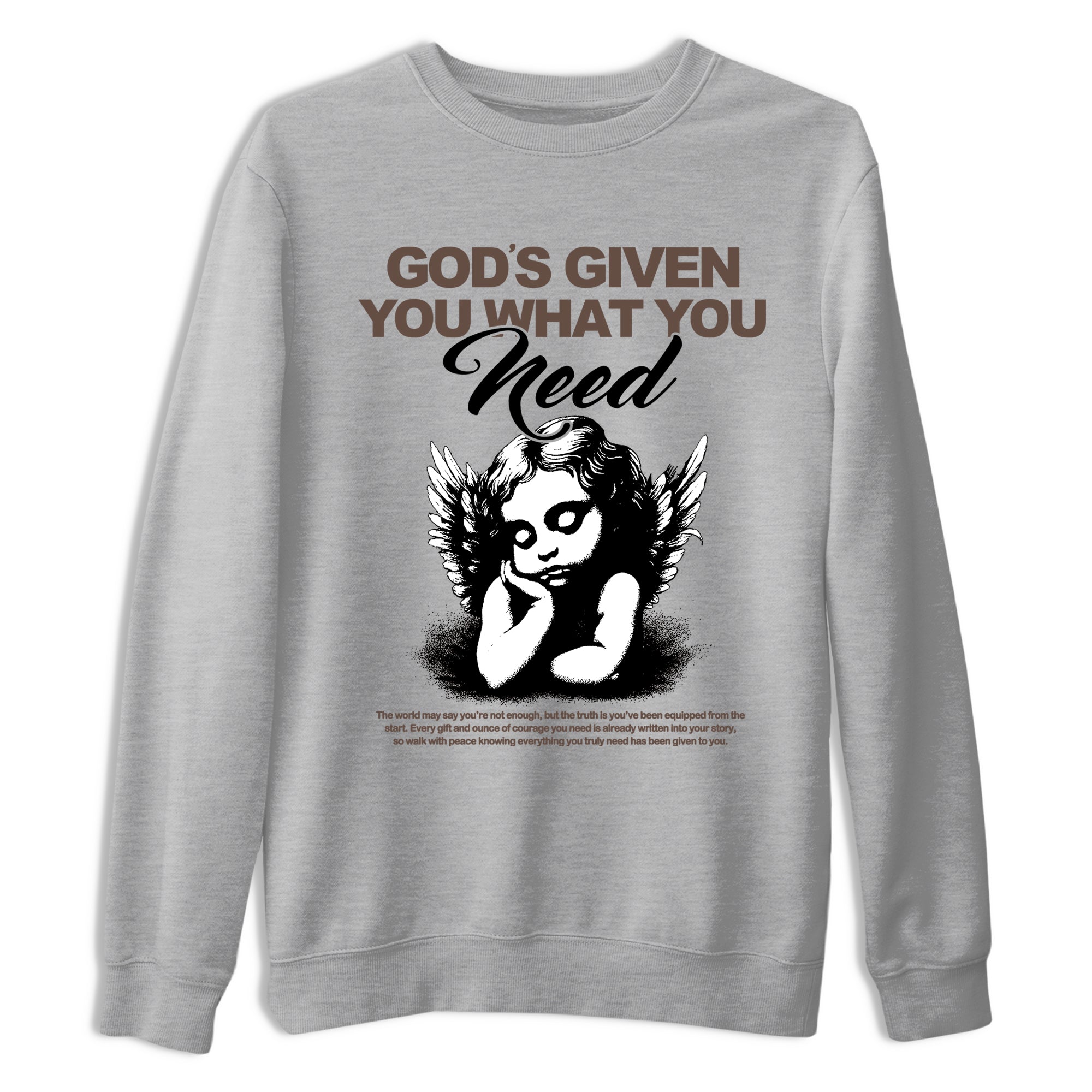 Sneaker match tees – Streetwear Graphic Tees Air Jordan 4 Cave Stone Sneakers – God's Given You What You Need Graphic Tee Heather Grey 2