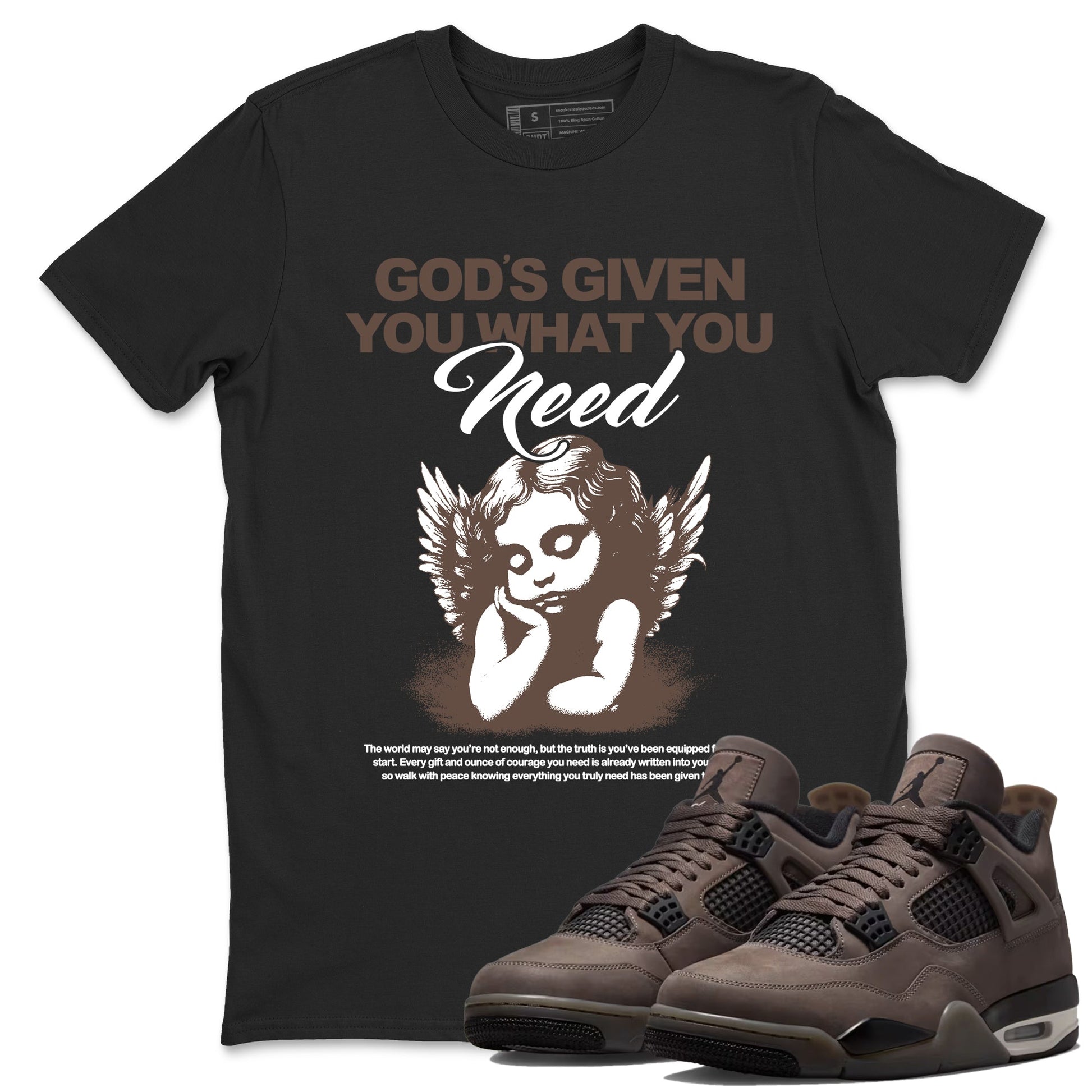 Sneaker match tees – Streetwear Graphic Tees Air Jordan 4 Cave Stone Sneakers – God's Given You What You Need Graphic Tee Black 1