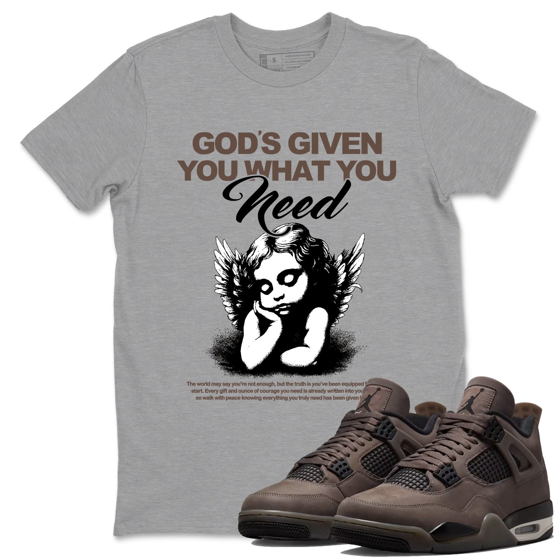 Sneaker match tees – Streetwear Graphic Tees Air Jordan 4 Cave Stone Sneakers – God's Given You What You Need Graphic Tee Heather Grey 1