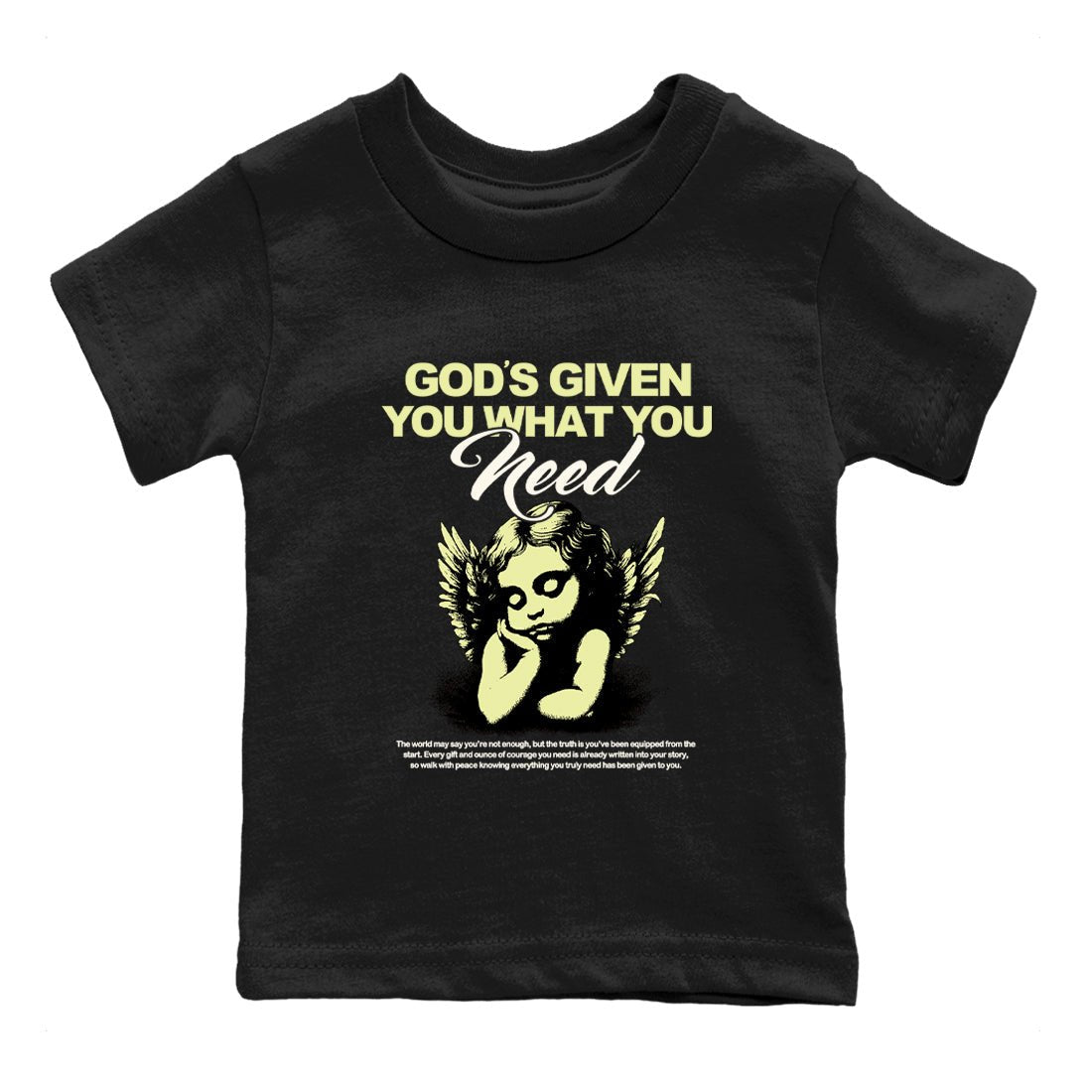 Sneaker match tees – Streetwear Graphic Tees Air Jordan 5 Luminous Green Sneakers – God's Given You What You Need Kids Craphic T-Shirt Black 2