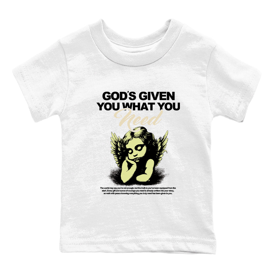 Sneaker match tees – Streetwear Graphic Tees Air Jordan 5 Luminous Green Sneakers – God's Given You What You Need Kids Craphic T-Shirt White 2