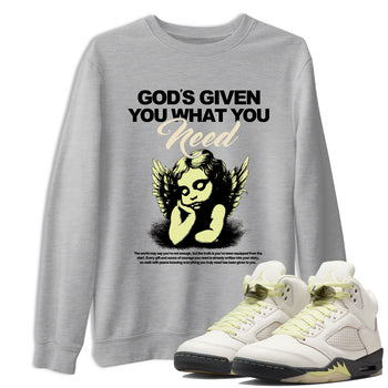 Sneaker match tees – Streetwear Graphic Tees Air Jordan 5 Luminous Green Sneakers – God's Given You What You Need Graphic Tee Heather Grey 1