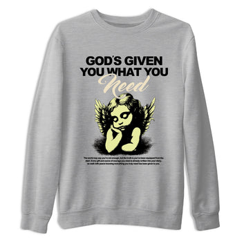 Sneaker match tees – Streetwear Graphic Tees Air Jordan 5 Luminous Green Sneakers – God's Given You What You Need Graphic Tee Heather Grey 2