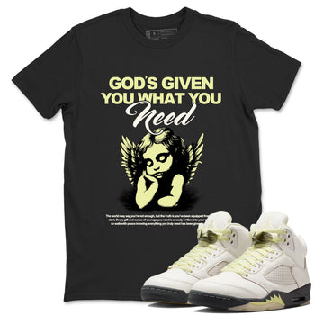 Sneaker match tees – Streetwear Graphic Tees Air Jordan 5 Luminous Green Sneakers – God's Given You What You Need Graphic Tee Black 1
