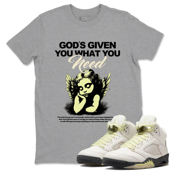 Sneaker match tees – Streetwear Graphic Tees Air Jordan 5 Luminous Green Sneakers – God's Given You What You Need Graphic Tee Heather Grey 1