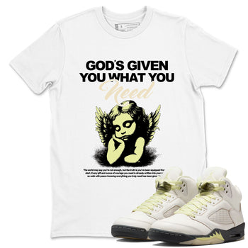 Sneaker match tees – Streetwear Graphic Tees Air Jordan 5 Luminous Green Sneakers – God's Given You What You Need Graphic Tee White 1