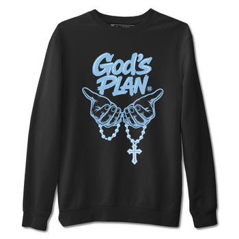 God's Plan sneaker match t-shirt styled to complete your fit with the Air Foamposite One Psychic Blue sneakers, shown in Black 2.
