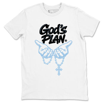 God's Plan sneaker match t-shirt styled to complete your fit with the Air Foamposite One Psychic Blue sneakers, shown in White 2.