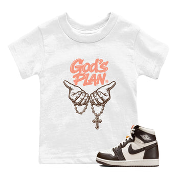 Sneaker match tees – Sneaker Tees To Match Air Jordan 1 Baroque Brown Shoes – God's Plan Kids T-Shirt White 1