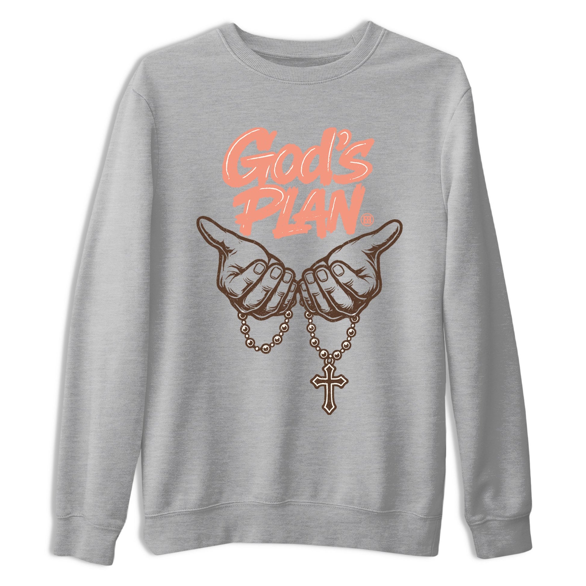Sneaker match tees – Sneaker Tees To Match Air Jordan 1 Baroque Brown Shoes – God's Plan Tee Heather Grey 2