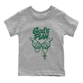 Sneaker Threads – Sneaker Tees To Match Air Jordan 1 Pro Green – God's Plan Youth Graphic Tee Heather Grey 2. Perfect for Jordan releases 2025 colorways.