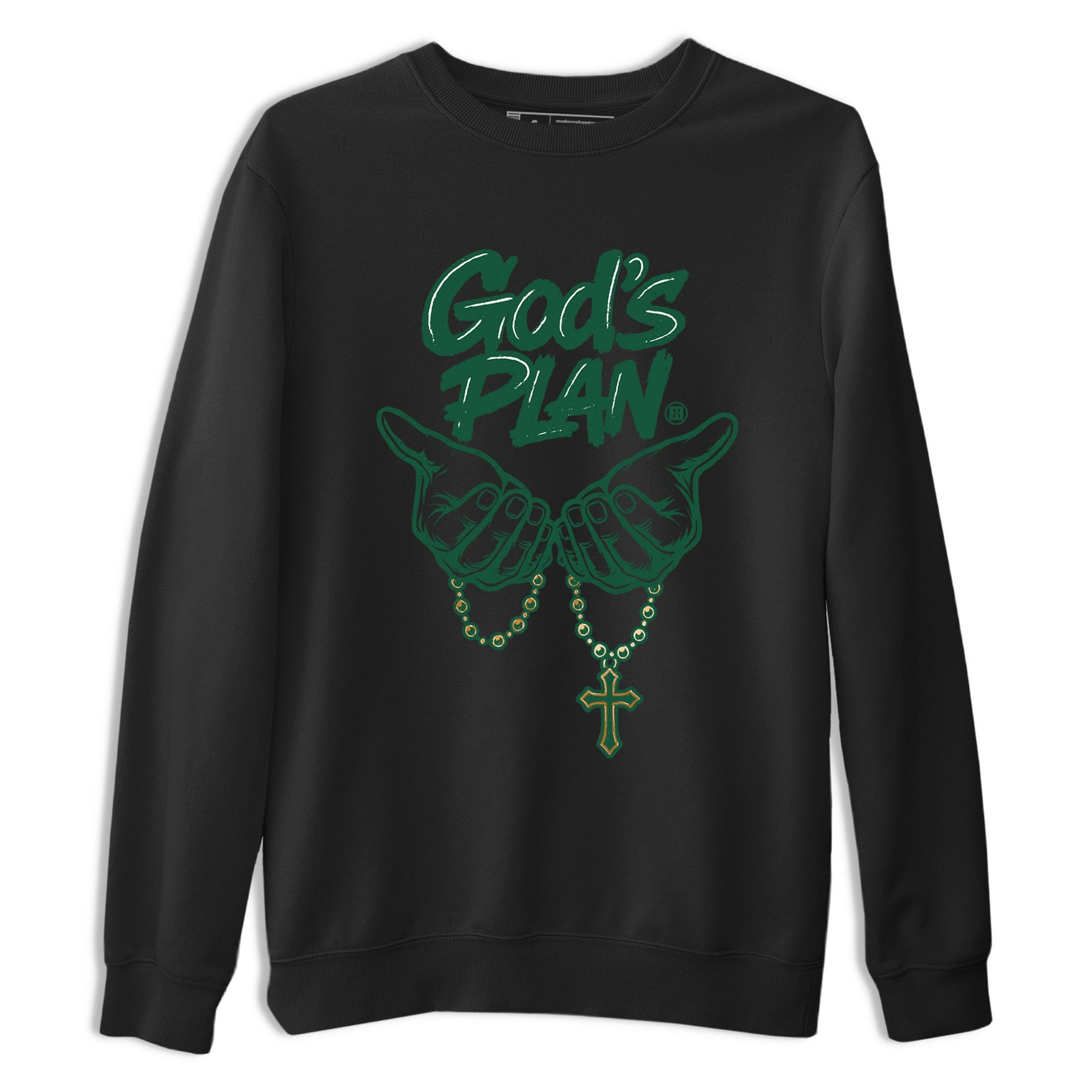 Sneaker Threads – Sneaker Tees To Match Air Jordan 1 Pro Green – God's Plan Graphic Tee Black 2. Perfect for Jordan releases 2025 colorways.