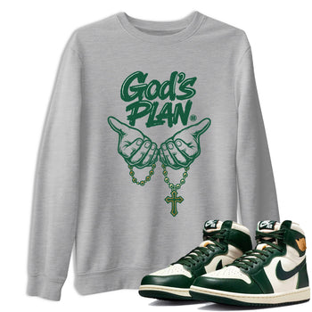 Sneaker Threads – Sneaker Tees To Match Air Jordan 1 Pro Green – God's Plan Graphic Tee Heather Grey 1. Perfect for Jordan releases 2025 colorways.