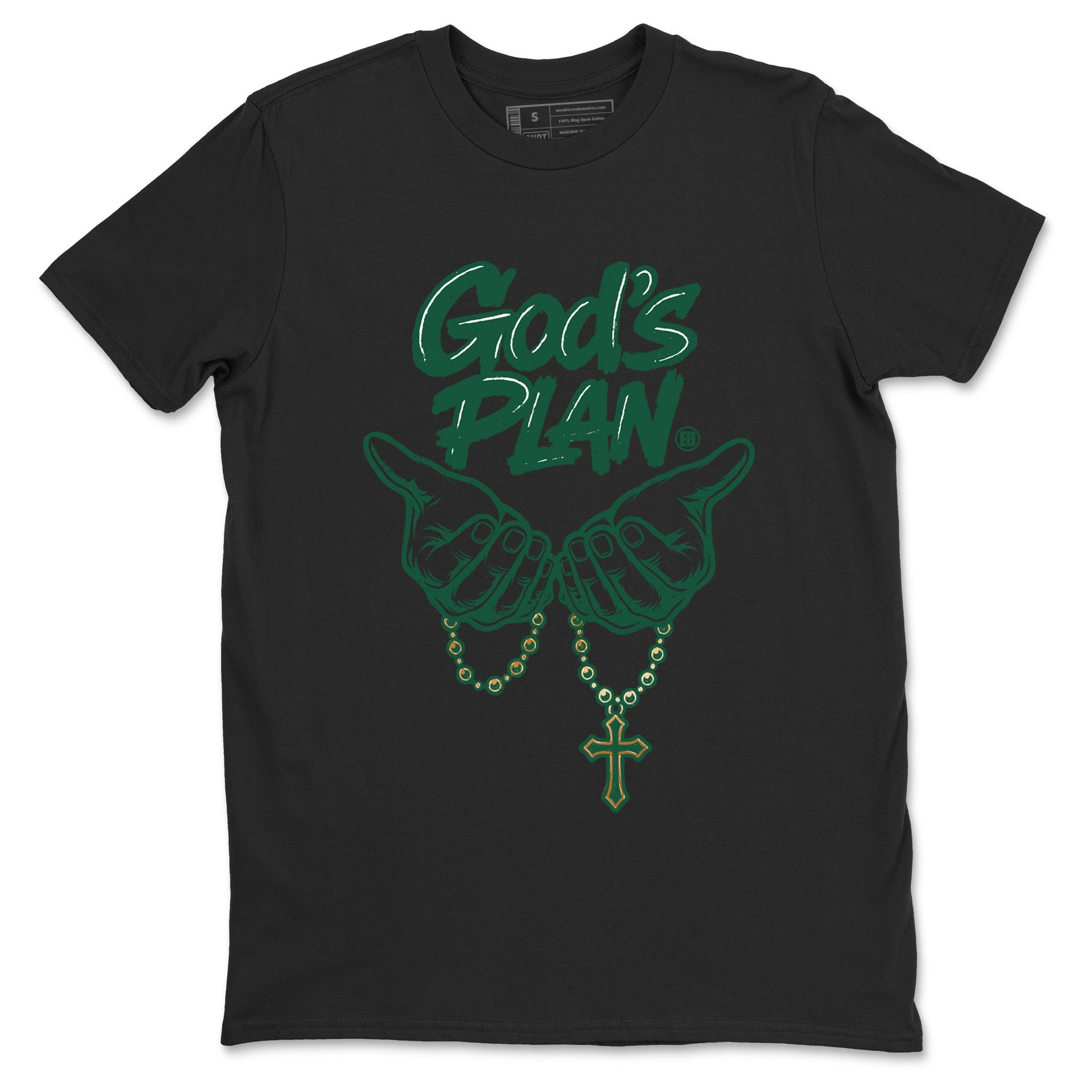 Sneaker Threads – Sneaker Tees To Match Air Jordan 1 Pro Green – God's Plan Graphic Tee Black 2. Perfect for Jordan releases 2025 colorways.