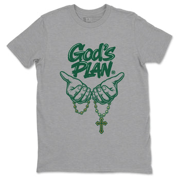 Sneaker Threads – Sneaker Tees To Match Air Jordan 1 Pro Green – God's Plan Graphic Tee Heather Grey 2. Perfect for Jordan releases 2025 colorways.