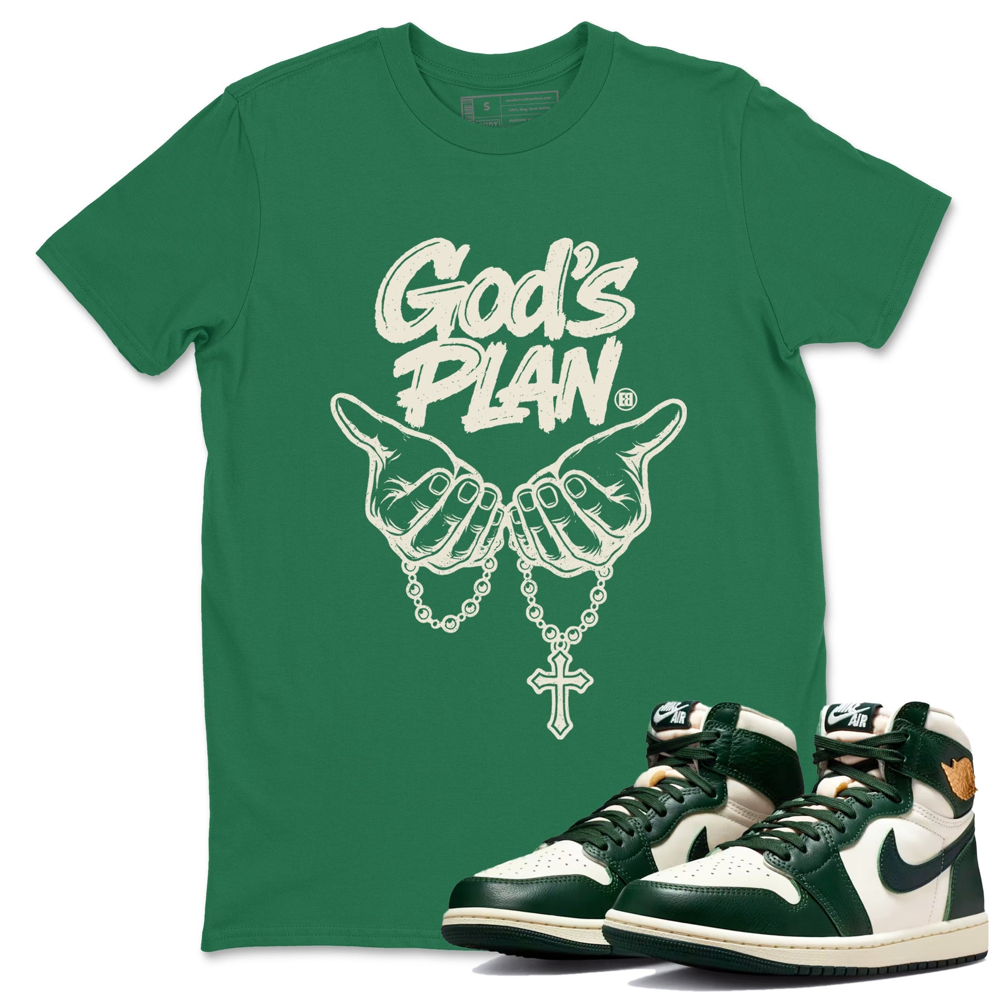 Sneaker Threads – Sneaker Tees To Match Air Jordan 1 Pro Green – God's Plan Graphic Tee Kelly Green 1. Perfect for Jordan releases 2025 colorways.