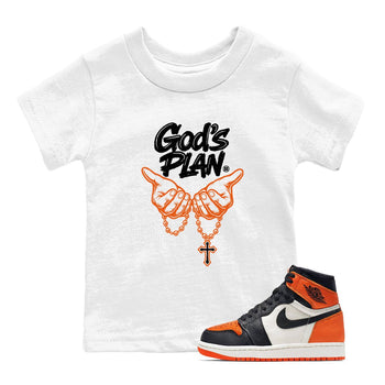 Sneaker match tees – Streetwear Graphic Tees Air Jordan 1 Shattered Backboard Sneakers – God's Plan Kids Craphic T-Shirt White 1