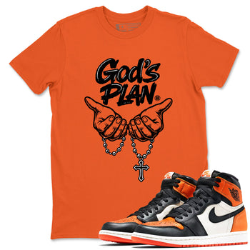 Sneaker match tees – Streetwear Graphic Tees Air Jordan 1 Shattered Backboard Sneakers – God's Plan Graphic Tee Orange 1