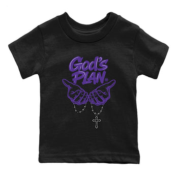 Sneaker match tees – Sneaker Tees To Match Air Jordan 11 Canyon Purple Shoes – God's plan Kids T-Shirt Black 2