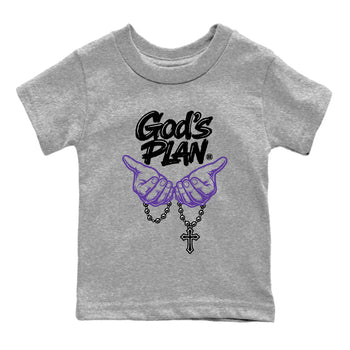 Sneaker match tees – Sneaker Tees To Match Air Jordan 11 Canyon Purple Shoes – God's plan Kids T-Shirt Heather Grey 2