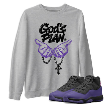Sneaker match tees – Sneaker Tees To Match Air Jordan 11 Canyon Purple Shoes – God's plan Tee Heather Grey 1