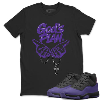 Sneaker match tees – Sneaker Tees To Match Air Jordan 11 Canyon Purple Shoes – God's plan Tee Black 1