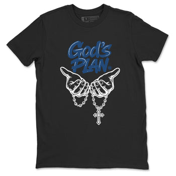 God's Plan sneaker match tees styled to complete your fit with the Air Jordan 12 French Blue sneakers, shown in Black 2.