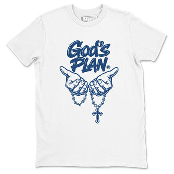 God's Plan sneaker match tees styled to complete your fit with the Air Jordan 12 French Blue sneakers, shown in White 2.