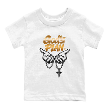 12s Taxi Sneaker match tees – Sneaker Tees To Match Air Jordan 12 Taxi Shoes – God's Plan Kids T-Shirt White 2
