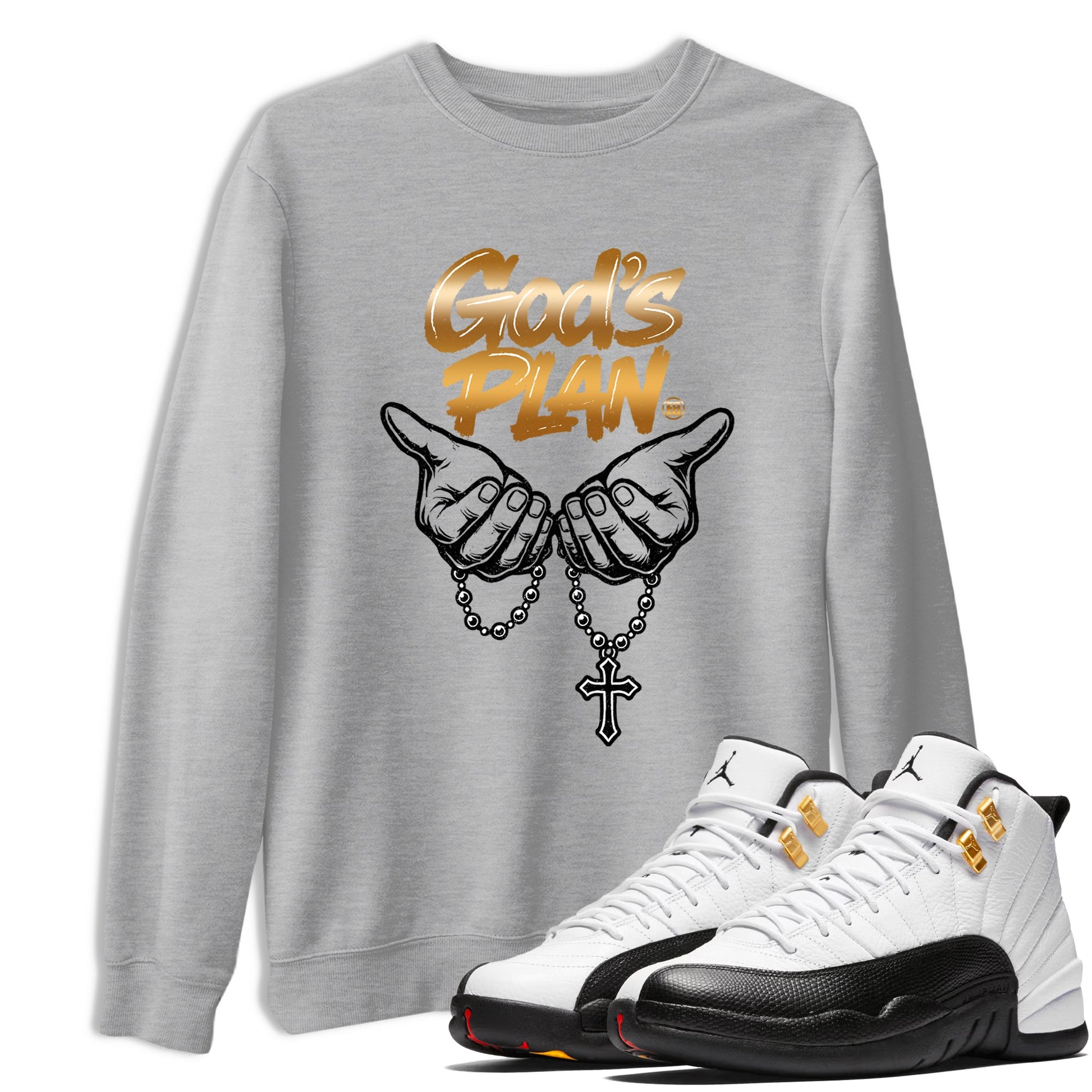 12s Taxi Sneaker match tees – Sneaker Tees To Match Air Jordan 12 Taxi Shoes – God's Plan Tee Heather Grey 1