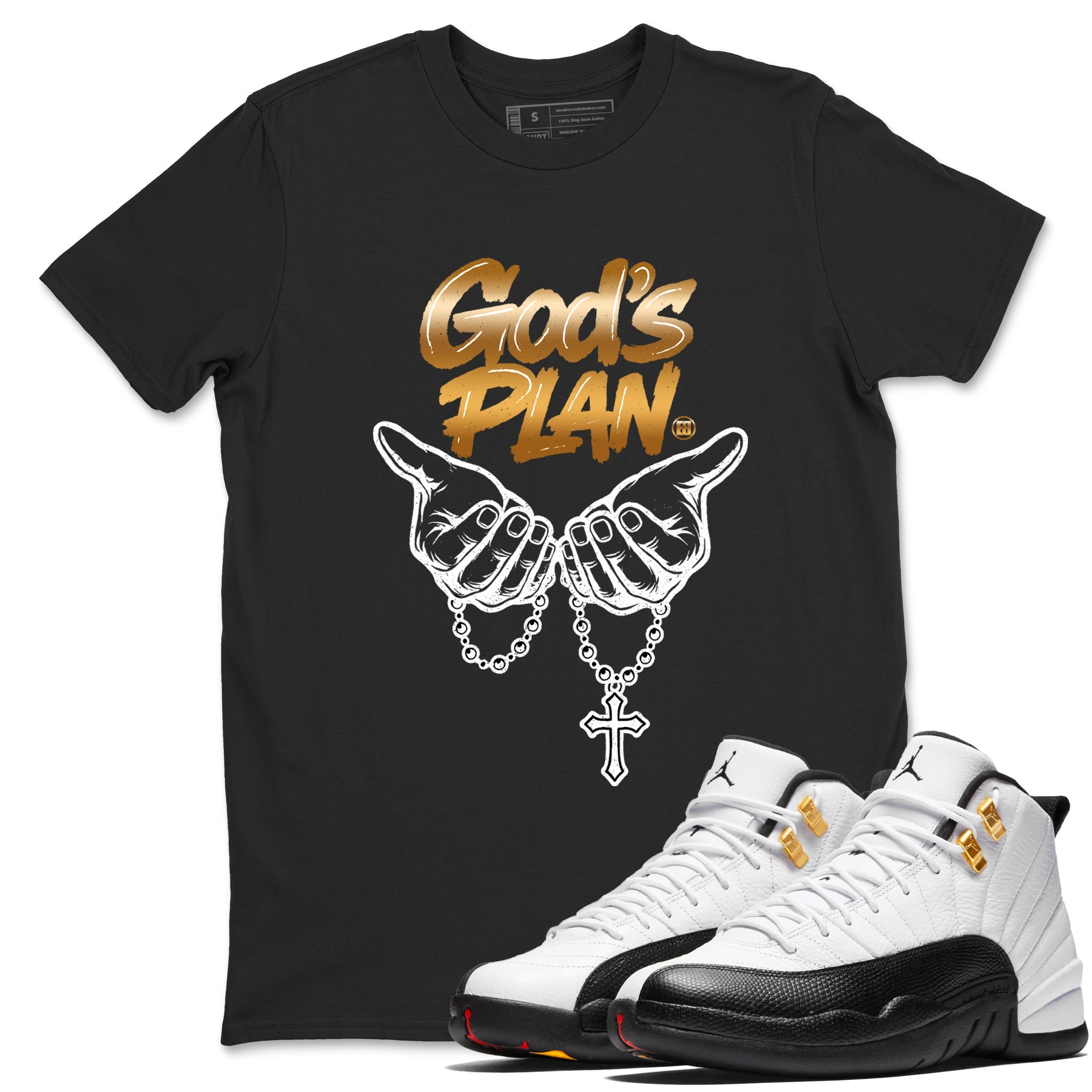 12s Taxi Sneaker match tees – Sneaker Tees To Match Air Jordan 12 Taxi Shoes – God's Plan Tee Black 1