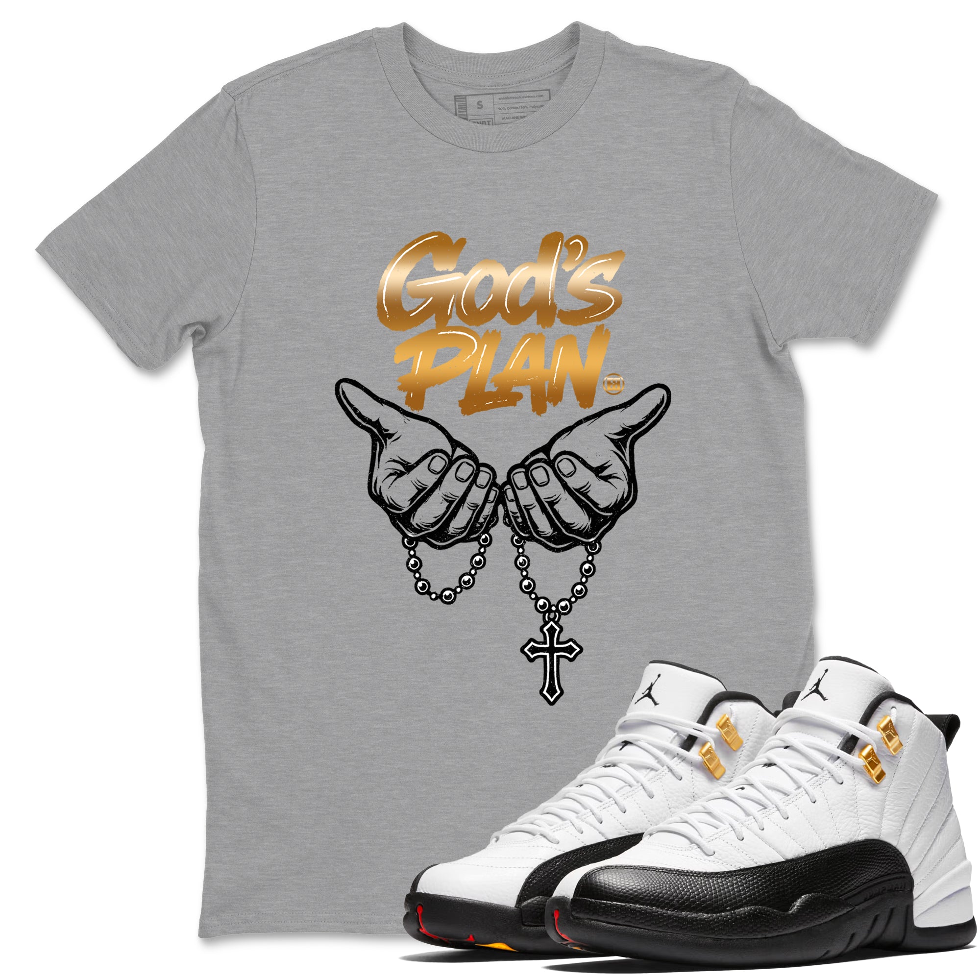12s Taxi Sneaker match tees – Sneaker Tees To Match Air Jordan 12 Taxi Shoes – God's Plan Tee Heather Grey 1