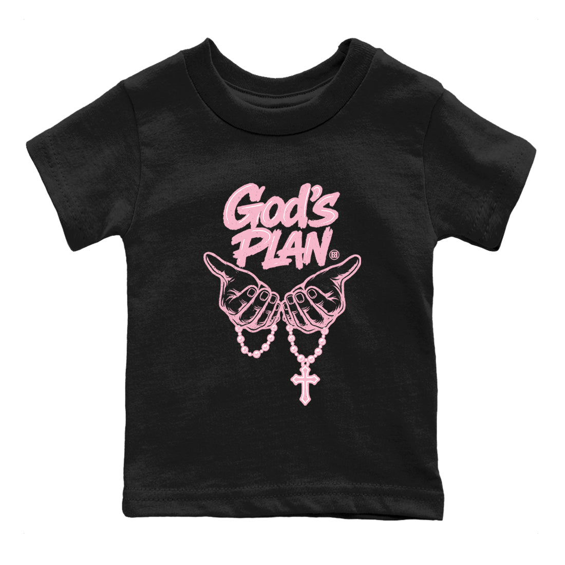 Sneaker match tees – Sneaker Tees To Match Air Jordan 5 Medium Soft Pink Shoes – God's Plan Kids T-Shirt Black 2