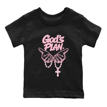 Sneaker match tees – Sneaker Tees To Match Air Jordan 5 Medium Soft Pink Shoes – God's Plan Kids T-Shirt Black 2